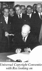 REX STOUT to the right of President Dwigt D. Eisenhower REX STOUT to the right of President Dwigt D. Eisenhower